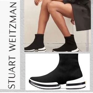 Stuart Weitzman black suede sneaker bootie 8.5